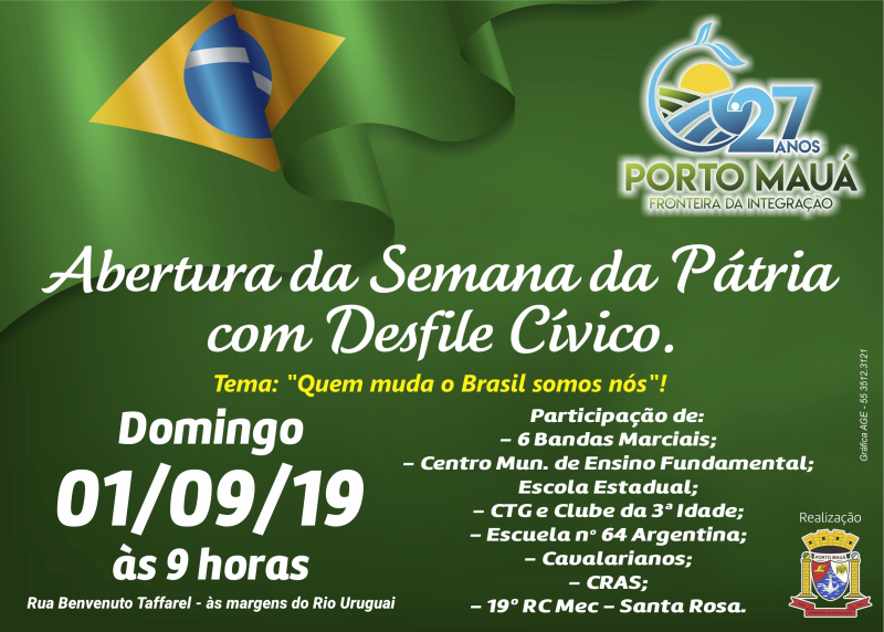 Programação de Abertura da Semana da Pátria com Desfile Cívico 